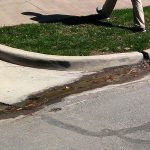 Photo of a groundwater seep at a street curb.