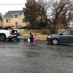 Photo of groundwater sampling equipment, street-level view.